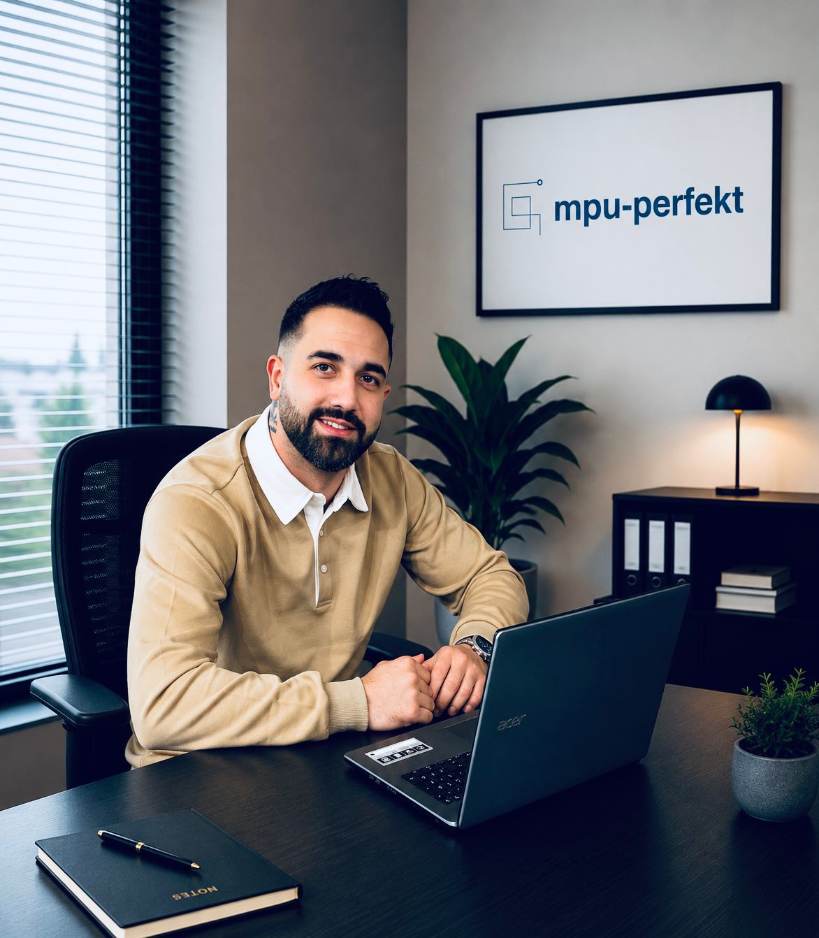 MPU Beratung Vorbereitung Solingen Massimo Maglione freundlich lächelnd mit Laptop